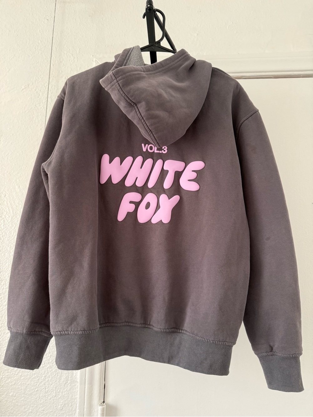 White Fox Boutique Gray Hoodie with Pink Logo - Vol.3 Crew